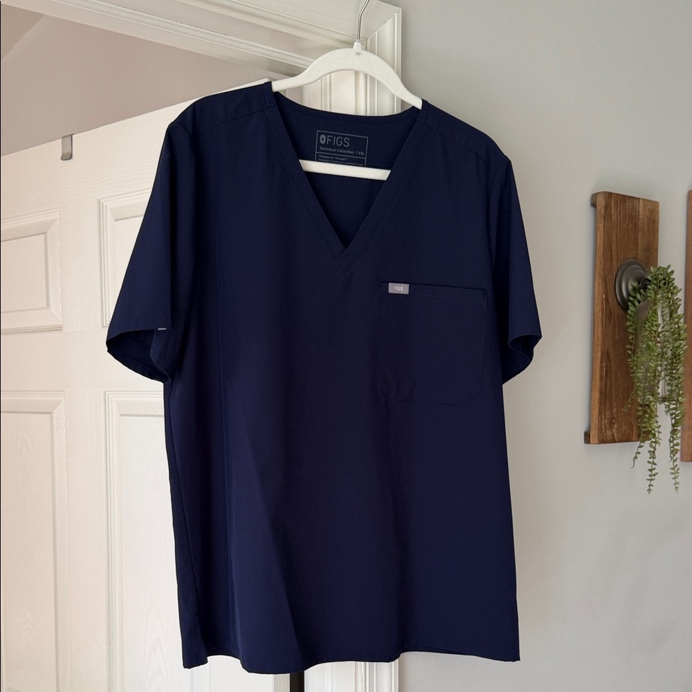 Figs Navy Blue one pocket scrub top